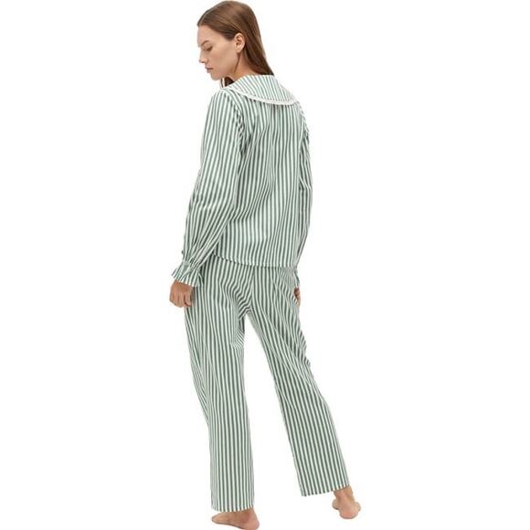 Hill House Cypress Pajama Set Green Stripe - Picture 2 of 8